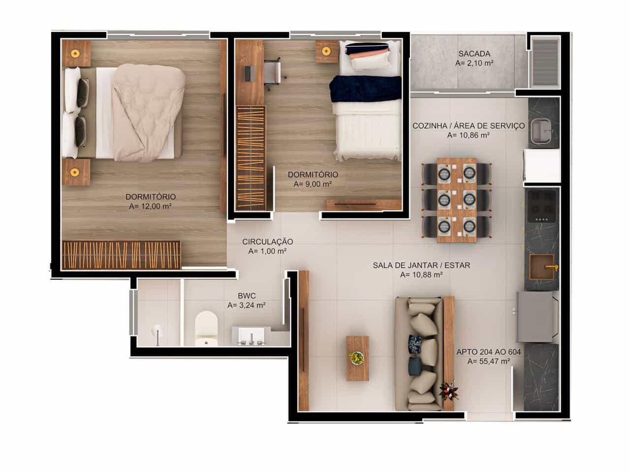 Apartamento, 2 quartos, 55 m² - Foto 4