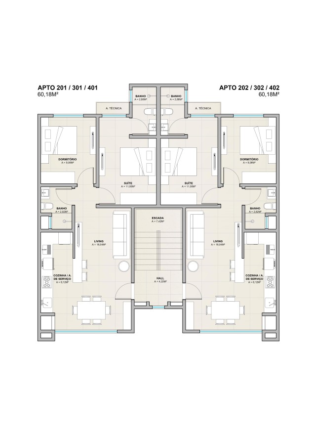 Apartamento, 2 quartos, 60 m² - Foto 3